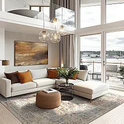 Wilton-tæppe - Douz (blå/multi)