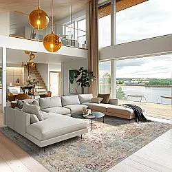 Wilton-tæppe - Douz (blå/multi)