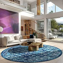 Rundt tæppe - Douz (blå)