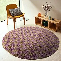 Runde tæpper - Elsey Natural Cotton Shaggy (brun/lilla)