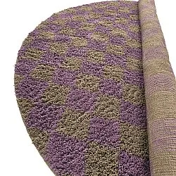 Runde tæpper - Elsey Natural Cotton Shaggy (brun/lilla)