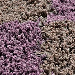 Runde tæpper - Elsey Natural Cotton Shaggy (brun/lilla)