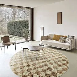 Runde tæpper - Elsey Natural Cotton Shaggy (fløde/sand)