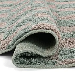 Runde tæpper - Elsey Natural Cotton Shaggy (grå/pink)