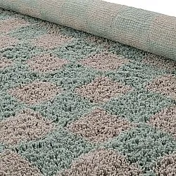 Runde tæpper - Elsey Natural Cotton Shaggy (grå/pink)