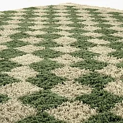 Ryatæpper - Elsey Natural Cotton Shaggy (grøn/beige)