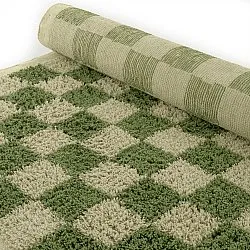 Ryatæpper - Elsey Natural Cotton Shaggy (grøn/beige)