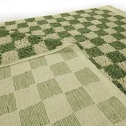 Ryatæpper - Elsey Natural Cotton Shaggy (grøn/beige)