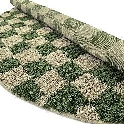 Runde tæpper - Elsey Natural Cotton Shaggy (grøn/beige)