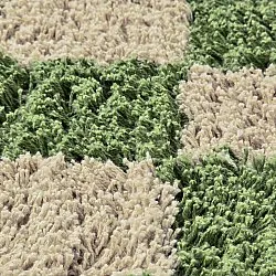 Runde tæpper - Elsey Natural Cotton Shaggy (grøn/beige)