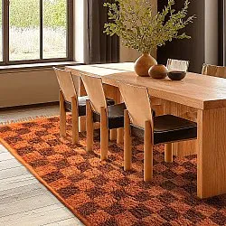 Ryatæpper - Elsey Natural Cotton Shaggy (orange/rød)