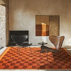 Ryatæpper - Elsey Natural Cotton Shaggy (orange/rød)