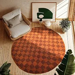 Runde tæpper - Elsey Natural Cotton Shaggy (orange/rød)