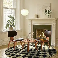 Runde tæpper - Elsey Natural Cotton Shaggy (sort/beige)