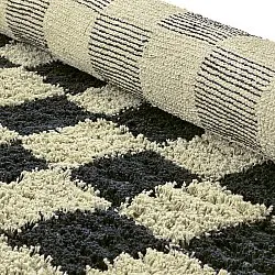 Runde tæpper - Elsey Natural Cotton Shaggy (sort/beige)