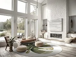 Rundt tæppe - Falling Leaves (grøn)