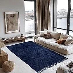 Ryatæpper - Farley Natural Cotton Shaggy (blå)