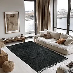 Ryatæpper - Farley Natural Cotton Shaggy (sort)