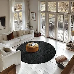 Runde tæpper - Farley Natural Cotton Shaggy (sort)