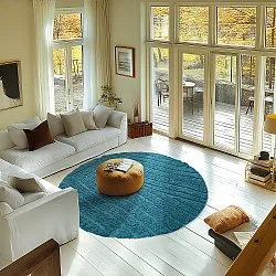 Runde tæpper - Farley Natural Cotton Shaggy (turkis)