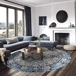 Rundt tæppe - Fernana (blå/multi)