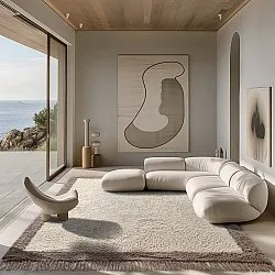 Ryatæpper - Galliano Natural Cotton Shaggy (offwhite/brun)