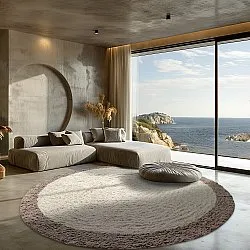 Runde tæpper - Galliano Natural Cotton Shaggy (offwhite/brun)