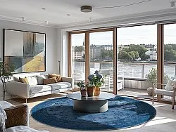 Rundt tæppe - Gombalia (blå)