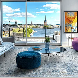 Wilton-tæppe - Gombalia (lyseblå)