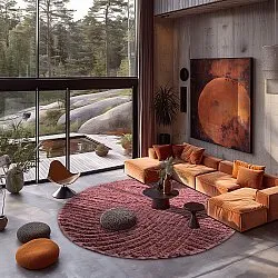 Runde tæpper - Halo Natural Cotton Shaggy (rød)