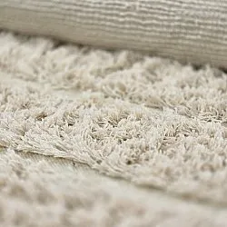 Rundt tæppe - Ikara Natural Cotton Shaggy (fløde)