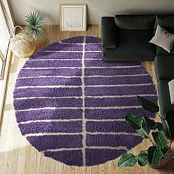 Rundt tæppe - Ikara Natural Cotton Shaggy (lilla)
