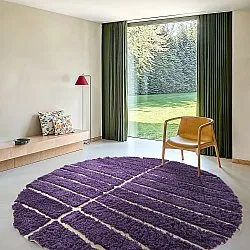 Rundt tæppe - Ikara Natural Cotton Shaggy (lilla)
