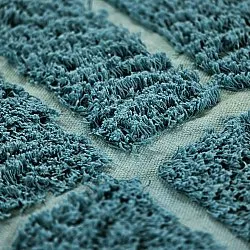 Rundt tæppe - Ikara Natural Cotton Shaggy (turkis)