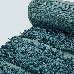 Rundt tæppe - Ikara Natural Cotton Shaggy (turkis)