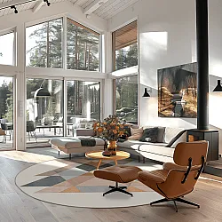 Rundt tæppe - Jeral (beige/multi)