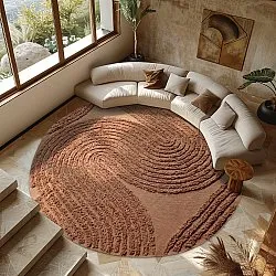 Runde tæpper - Jovie Natural Cotton Shaggy (terracotta)