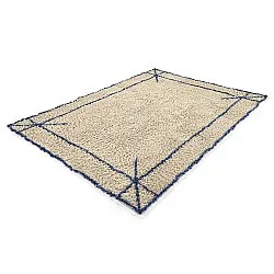 Ryatæpper - Kairi Natural Cotton Shaggy (beige/blå)