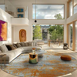 Rundt tæppe - Kebira (brun/blå)