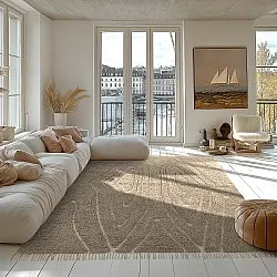 Ryatæpper - Kindon Natural Cotton Shaggy (beige/hvid)