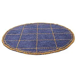 Rundt tæppe - Lana Natural Cotton Shaggy (blå/gul)