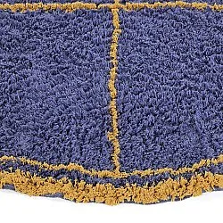 Rundt tæppe - Lana Natural Cotton Shaggy (blå/gul)