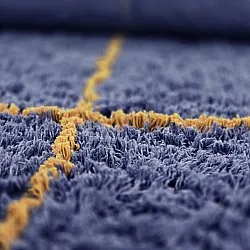 Rundt tæppe - Lana Natural Cotton Shaggy (blå/gul)