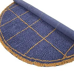 Rundt tæppe - Lana Natural Cotton Shaggy (blå/gul)