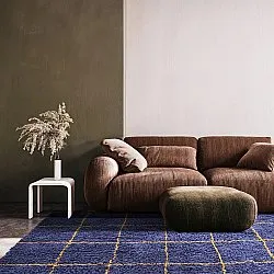 Ryatæpper - Lana Natural Cotton Shaggy (blå/gul)