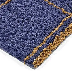 Ryatæpper - Lana Natural Cotton Shaggy (blå/gul)