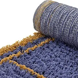 Ryatæpper - Lana Natural Cotton Shaggy (blå/gul)