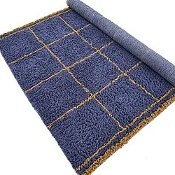 Ryatæpper - Lana Natural Cotton Shaggy (blå/gul)