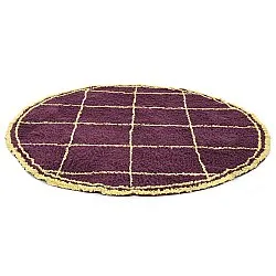 Rundt tæppe - Lana Natural Cotton Shaggy (bordeaux/gul)