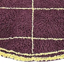 Rundt tæppe - Lana Natural Cotton Shaggy (bordeaux/gul)